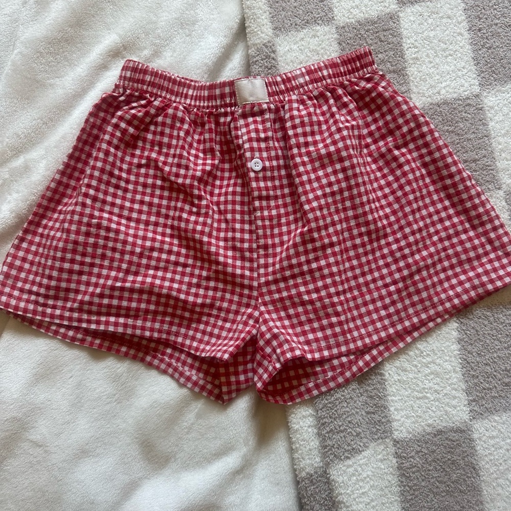 Red Checkered Women's Shorts